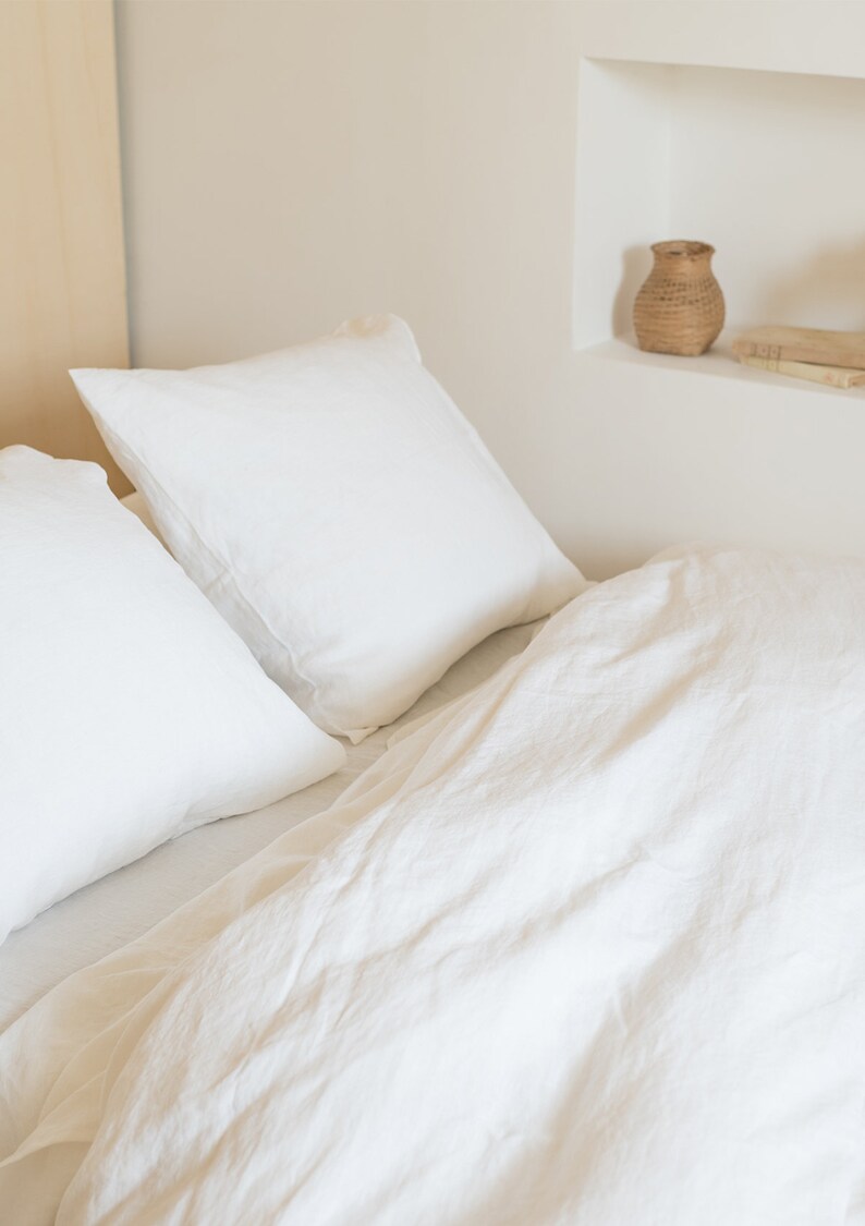 White Linen Duvet Cover Washed Linen Bedding Linen Comforter Etsy