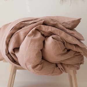 Sunset rose linen duvet cover, washed linen bedding, linen comforter cover Queen King California sizes image 2