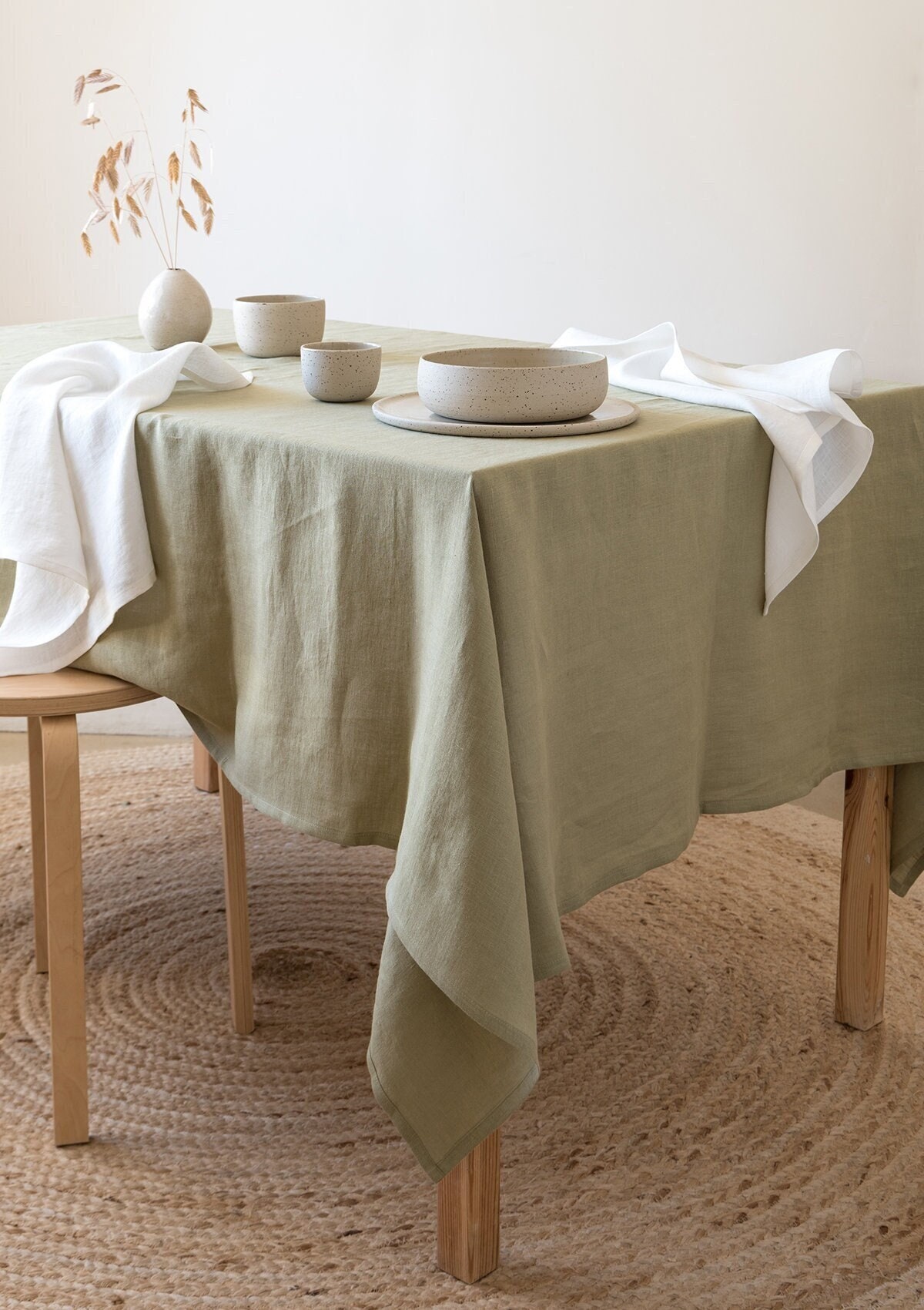 Nappe En lin Moss Green,