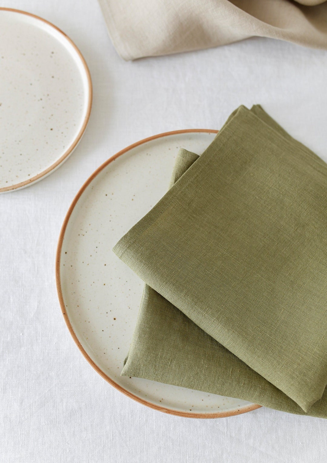 Moss Green Linen Napkin Set of 4 6 10 Washed Cloth Napkins Etsy