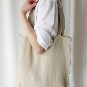 Linen tote bag in various colors, linen shopping bag image 2