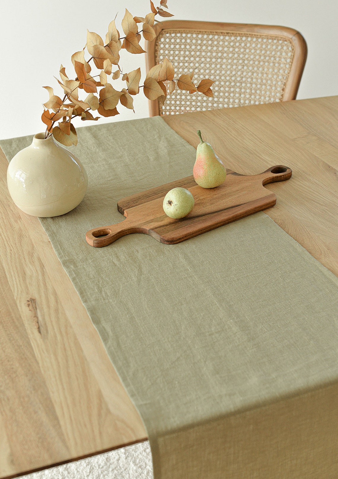 Moss Green Linen Table Runner Handmade Washed Linen Runner Etsy