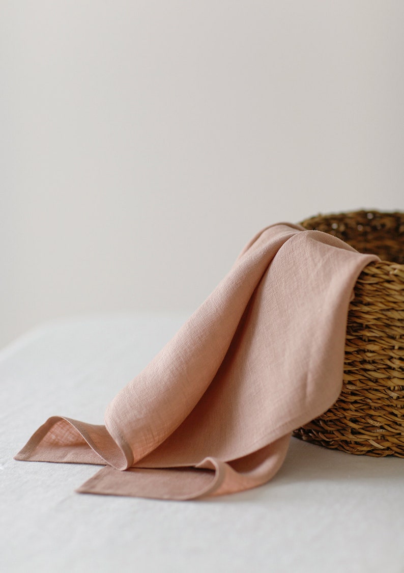 Linen kitchen towel set of 2, washed linen tea towels in various colors. image 6