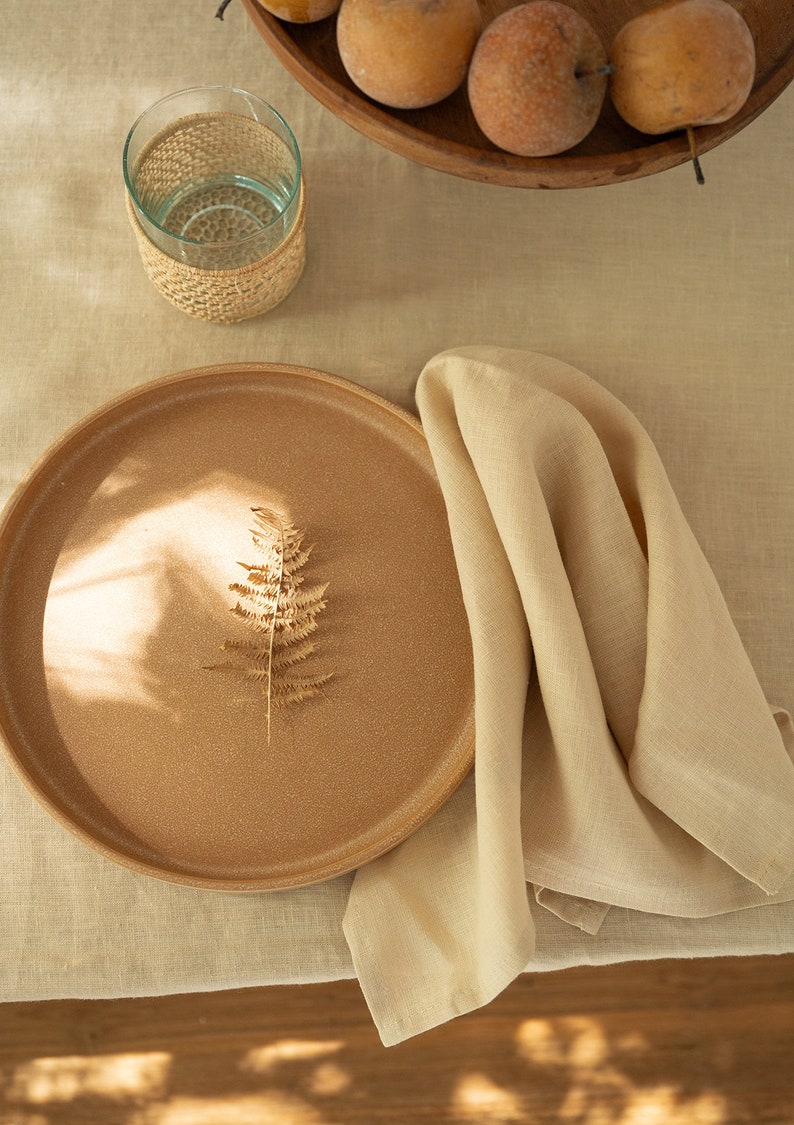 Sandy Yellow linen napkin set of 4, 6, 10, washed cloth napkins, handmade table linen image 3