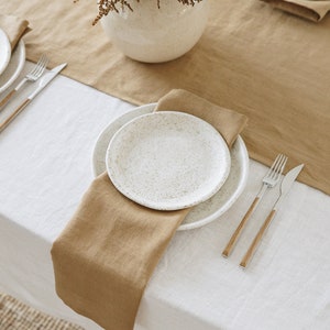 Almond linen table runner, handmade, washed linen runner, custom size table linens image 3