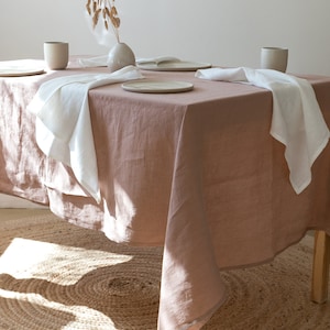 Sunset Rose linen tablecloth, square, rectangular, round linen table cloth, custom size table linens