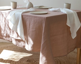 Sunset Rose linen tablecloth, square, rectangular linen table cloth, custom size table linens