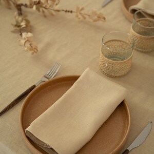 Sandy Yellow linen napkin set of 4, 6, 10, washed cloth napkins, handmade table linen image 4