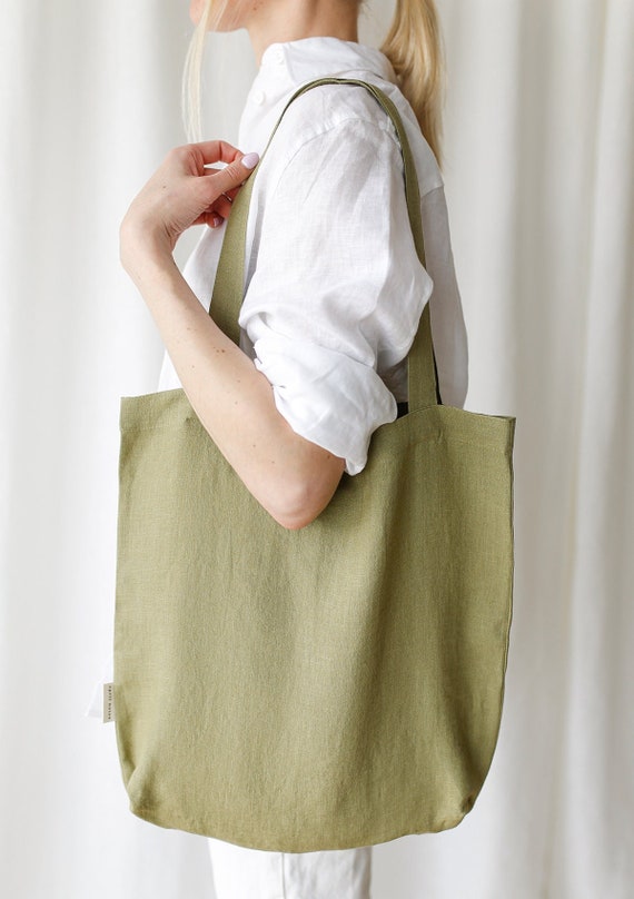 Linen Tote Bag in Various Colors Linen Shopping Bag Etsy