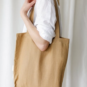 Linen tote bag in various colors, linen shopping bag image 3