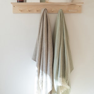 Merino wool blanket, 100% natural fine merino wool throw in beige color, high quality wool bedspread, soft merino wool bed throw zdjęcie 6