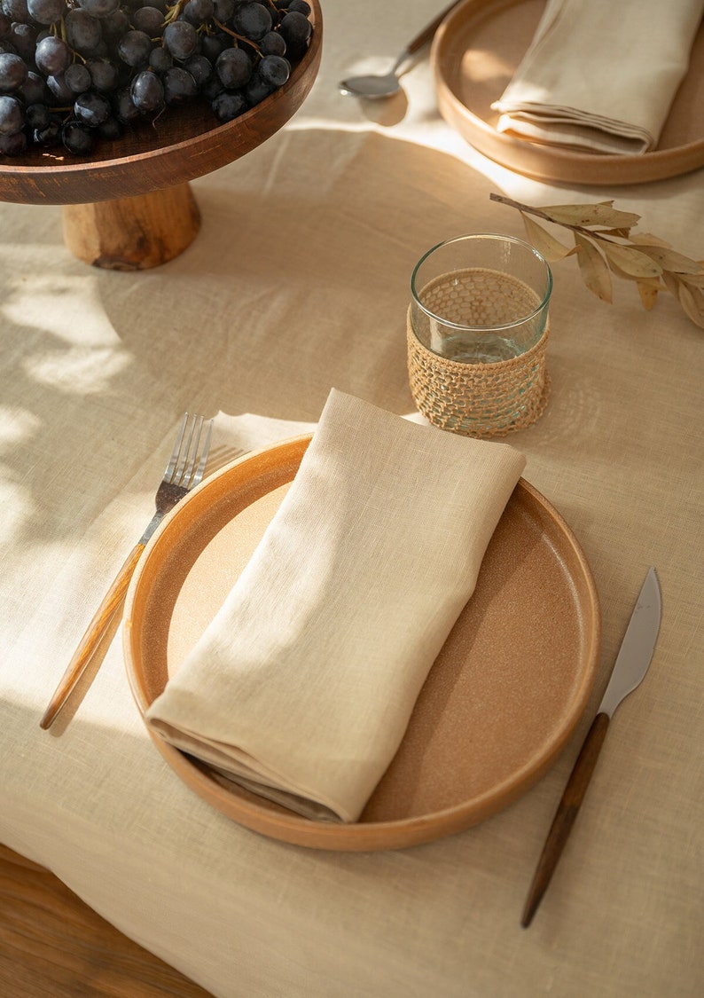 Sandy Yellow linen napkin set of 4, 6, 10, washed cloth napkins, handmade table linen image 1