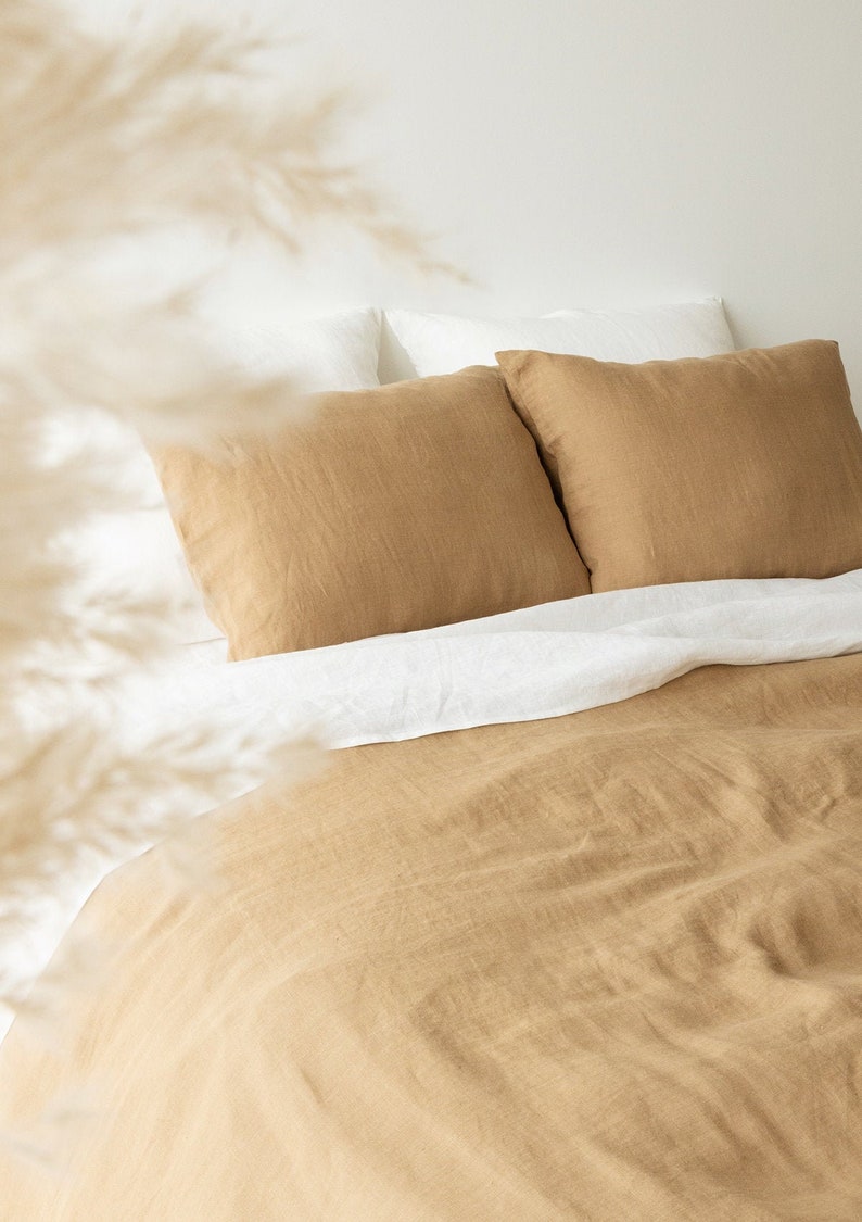 Almond Linen Duvet Cover Washed Linen Bedding Linen Etsy