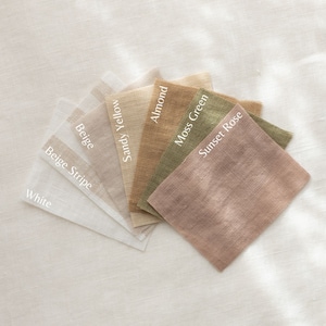 Set of linen fabric samples, linen fabric color swatches for linen bedding, curtains and table linen