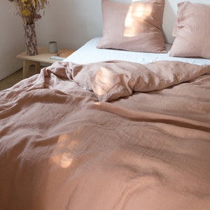 Sunset rose linen duvet cover, washed linen bedding, linen comforter cover Queen King California sizes image 5