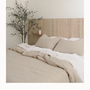 Linen duvet cover set in beige: linen duvet cover and two linen pillowcases, washed linen bedding set, Queen King sizes image 7