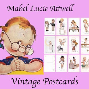 11 cartões-postais vintage de Mabel Lucie Attwell da série ATTWELL de Dia dos Namorados impressos na Grã-Bretanha sem postagem - vendidos individualmente