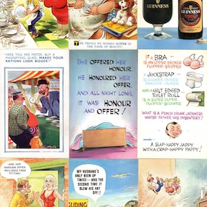 Vintage 1960s-80s Collection of 9 Unused Assorted Saucy Bamforth Postcards - Seaside Type Humour Scrapbooking Junk Journals Card Making