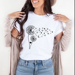 Dandelion T-Shirt, Wildflower Shirt, Yoga Shirt, Nature Lover, Flower Shirt, Windflower Tee, Inspirational, Meditation Gift, Plus Size