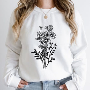 Flower Sweatshirt, Flower Hoodie, Flower Sweater, Womens Hoodie, Sweatshirt Hoodies, Floral Gift, Girlfriend Gift, Plus Size Sweater