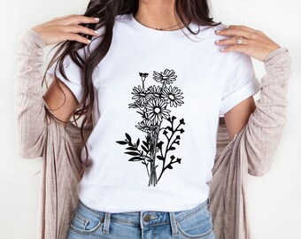 Wild Flowers T-Shirt, Wildflower Shirt, Floral Shirt, Botanical Shirt, Flower Shirt, Nature Lover Shirt, Womens Tee, Flower Tee