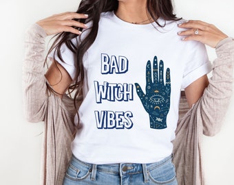 Bad Witch Vibes T-Shirt, Witch Shirt, Halloween Shirt, Funny Halloween Tee, Cute Halloween Tee, Spooky Season Shirt, Spooky Mama, Gift