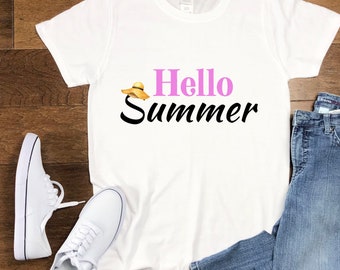 Hello Summer Shirt for Women, Hello Summer T-Shirt, Summer T-Shirt, Summer Shirt for her, Beach T-Shirt, Summer Gift for Women, Cute Tee