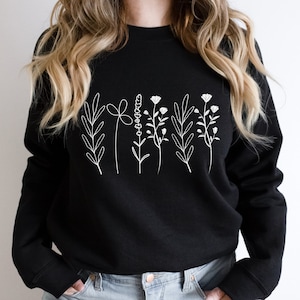 Flower Sweatshirt, Flower Hoodie, Flower, Women Hoodie, Sweatshirts Hoodies, Floral Gift, Girlfriend Gift, Plus Size Sweater