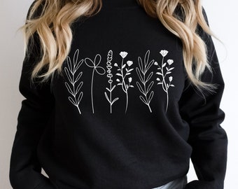 Blumen Sweatshirt, Blumen Hoodie, Blumen Hoodie, Damen Hoodie, Sweatshirts Hoodies, Blumen Geschenk, Freundin Geschenk, Plus Size Pullover