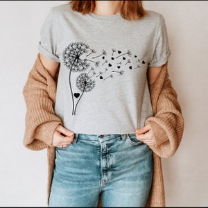 Dandelion T-Shirt, Wildflower Shirt, Nature Shirt, Yoga Shirt, Flower Shirt, Windflower, Tee, Inspirational, Meditation Gift, Plus Size