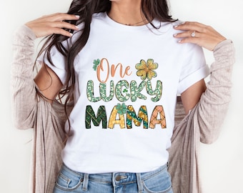 One Lucky Mama T-Shirt, St. Patrick's Day Shirt, Shamrock Shirt, Irish Shirt, St. Patrick's Day, Cute Mom Shirt, St. Pattys Day, Plus Size