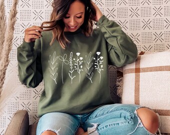 Blumen Sweatshirt, Blumen Hoodie, BlumenPullover, Damen Hoodie, Sweatshirts Hoodies, Floral Geschenk, Freundin Geschenk