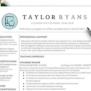 Plantilla editable de currículum vitae de maestro / Encabezado de icono de CV / Subdirector de educador profesional