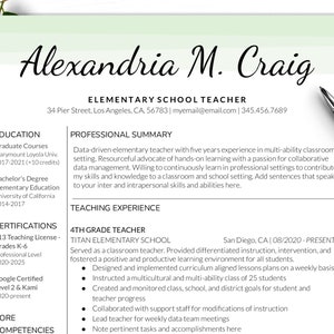 Plantilla editable de currículum vitae de maestro / Encabezado moderno de CV / Subdirector de educador profesional