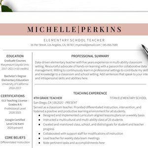 Plantilla editable de currículum vitae de maestro / Encabezado moderno de CV / Subdirector de educador profesional