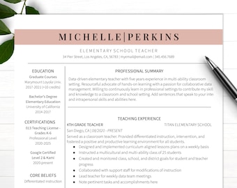 Modelo editável de currículo de professor | Cabeçalho CV Moderno | Diretor Assistente de Educador Profissional