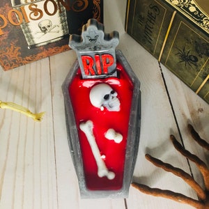 Halloween Candle Coffin with Skull / Bleeding Coffin Candle for Halloween Decoration / Black Coffin Candle/skull candle/ coffin candle