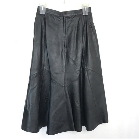 Vintage Genuine Leather Western Flounce Midi Skirt