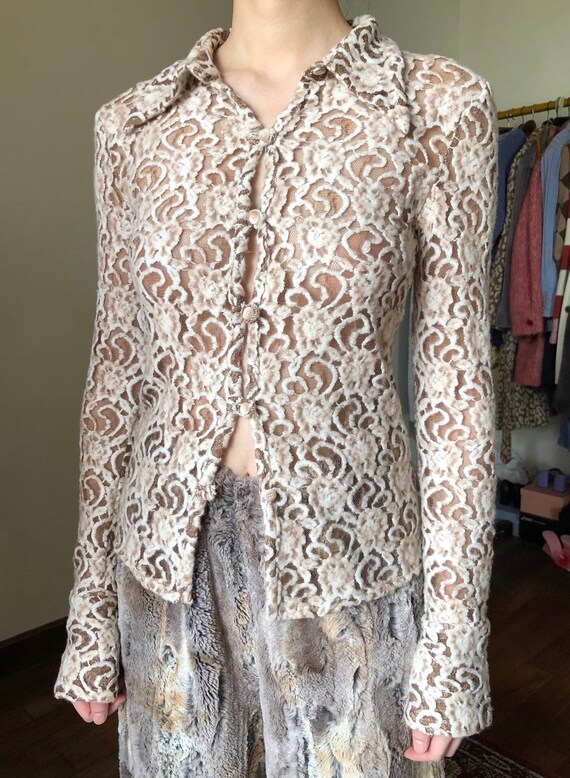 Fancy Flocking translucent blouse, advanced fabri… - image 1