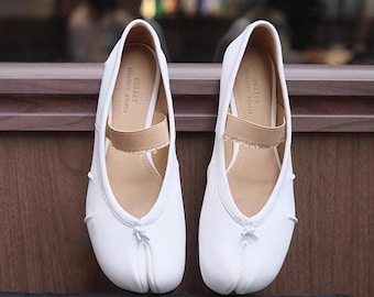 Genuine Leather white Tabi ballet flats ballerina shoes  brandvnew