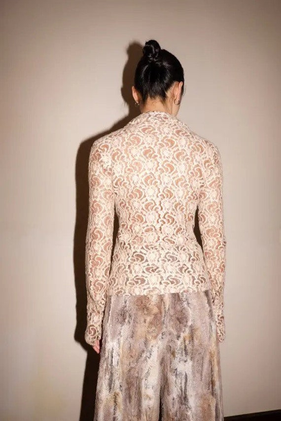 Fancy Flocking translucent blouse, advanced fabri… - image 2
