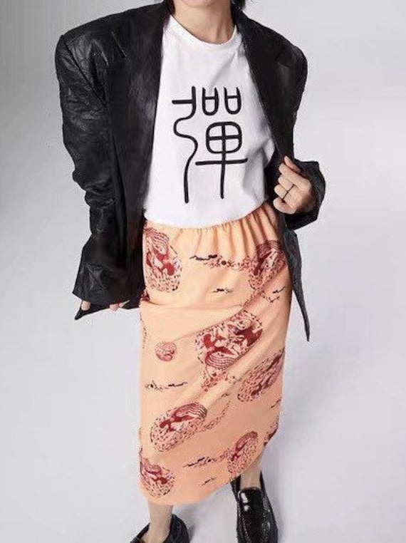 Chinese traditional pattern skirt Y2K vintage styl