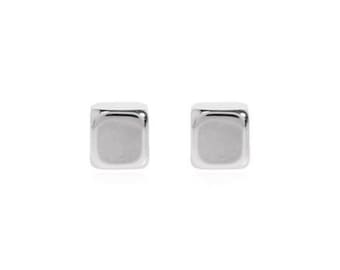 Minimalist Square Silver Stud Earrings