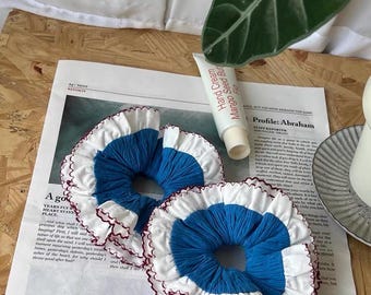 Large lace cotton hair scrunchie