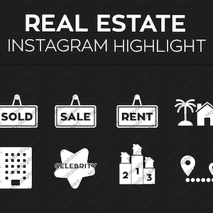 Highlights della copertina di Instagram immobiliare / Personalizzazione del profilo Instagram pulita ed elegante in bianco e nero