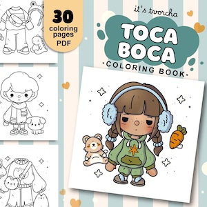 Livre de coloriage mode Toca Boca audacieux et facile | Coloriages mode cosy | Coloriage pour enfants | Coloriages numériques | Téléchargement instantané du PDF