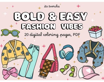 Fashion Coloring Book for Adults | Bold & Easy Printable Coloring Pages | Aesthetic Digital Download | Stylish Fashion Art PDF
