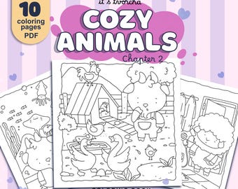 Kawaii Farm Animals Coloring Pages – Kids' Printable Book (PDF)