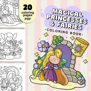 Princess & Fairy Coloring Book – Magical Fantasy Printable Pages for Kids (PDF Download)