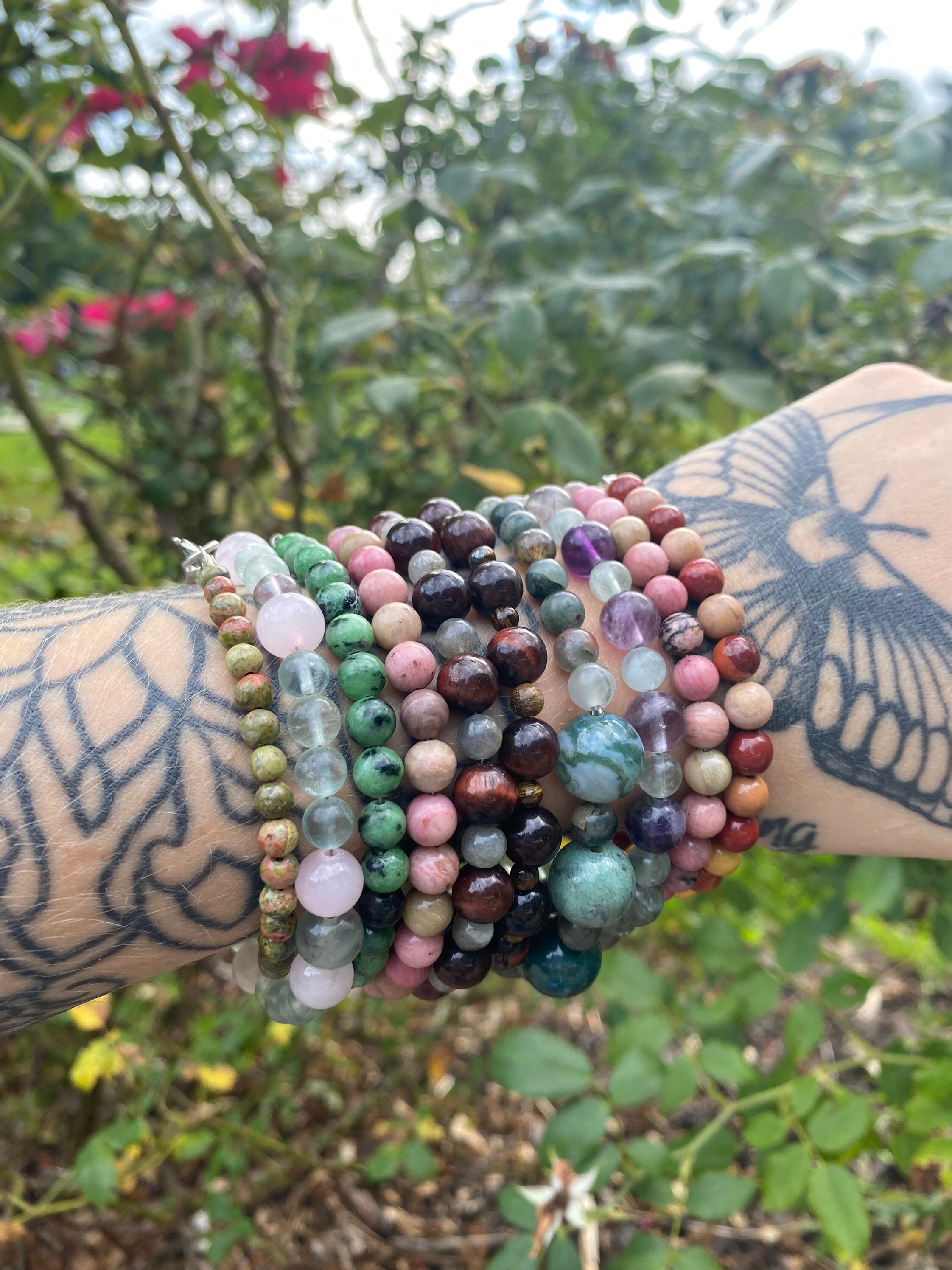 Genuine Stone Bracelets Assorted Crystal Bracelets Etsy